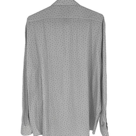 Stafford Mens Button Up Shirt Long Sleeve Striped Patterned Regular Fit Black XL - Picture 3 of 4